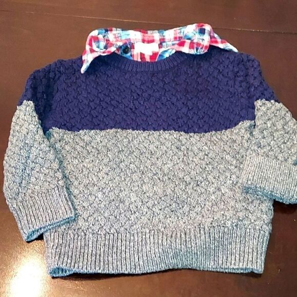 Cat & Jack Blue Gray Knit Sweater 18M - Picture 1 of 2
